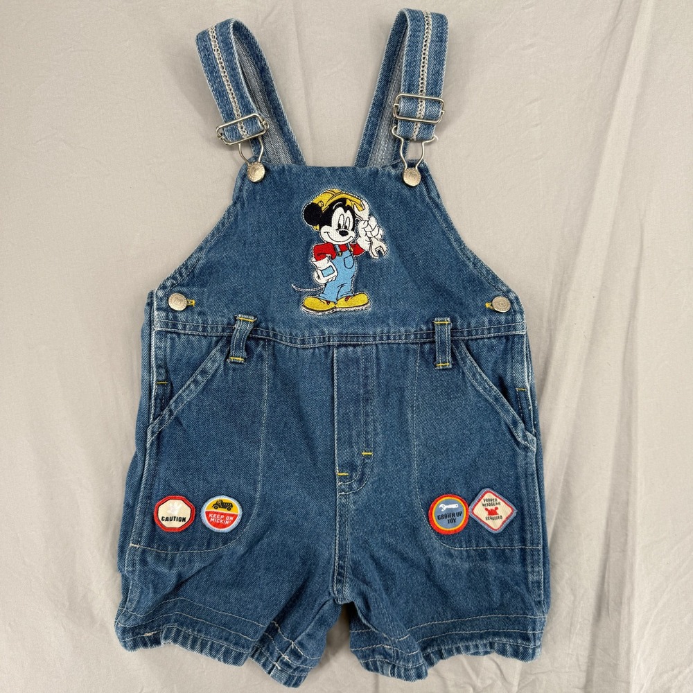 Vintage Mickey & Co Toddler 100% cotton Shortalls 2T Mickey Mouse Workwear